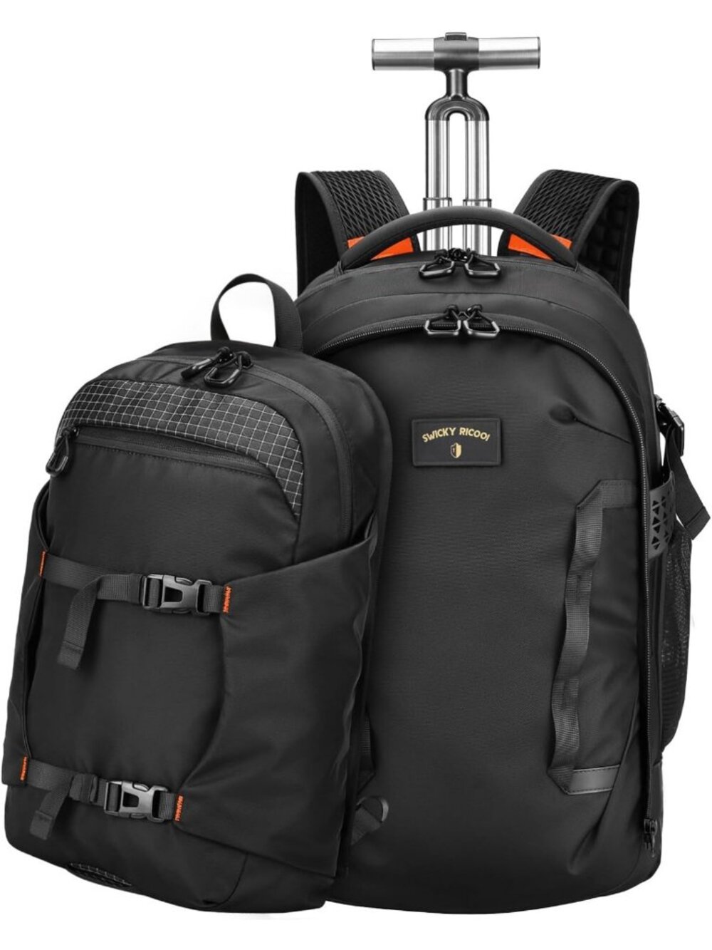 Large Rolling Backpack 55L with Wheels, Water-Resistant Daypack & Laptop Bag